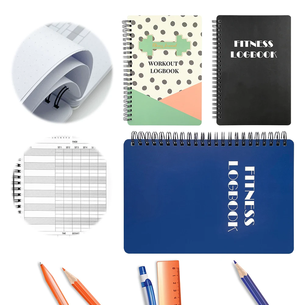 Workout Journal Coiled Planner Log Book Weight Loss Goal Tracking Workout Planner Fitness Punch Book for Gym & Home Workouts