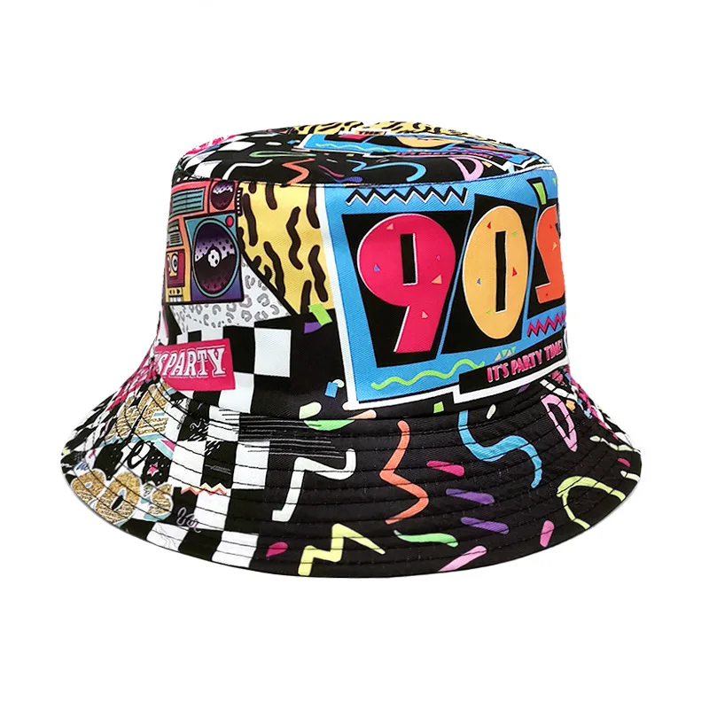 Klasyczny dwustronny kapelusz typu bucket hat z lat 90., ochrona przeciwsłoneczna, podróżny, plażowy, chroniący przed słońcem, panama, damski, męski, wiosenny, letni, kapelusz rybacki, unisex