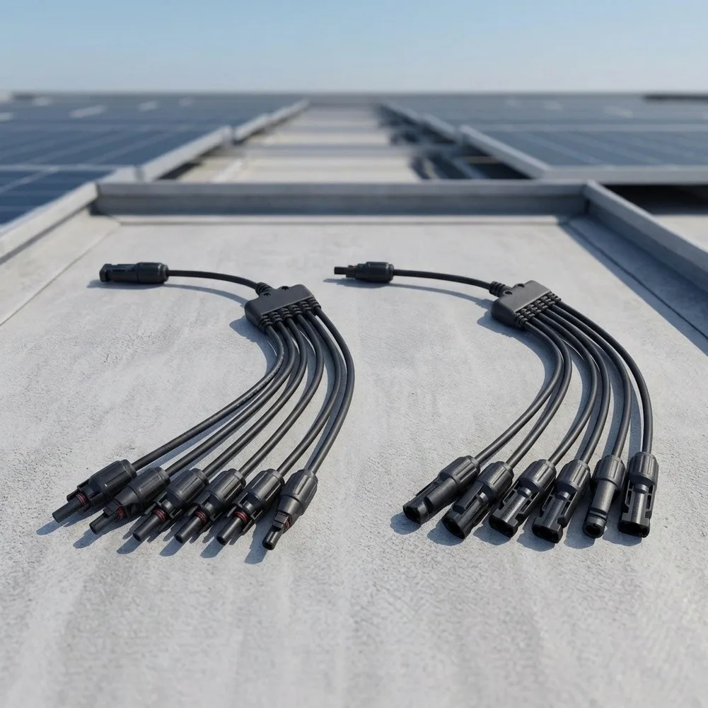 Photovoltaic Y Shaped Connector 7 Way Solars Panel Adapter For PV Module Array Parallel Connection Harness Alternative Energy