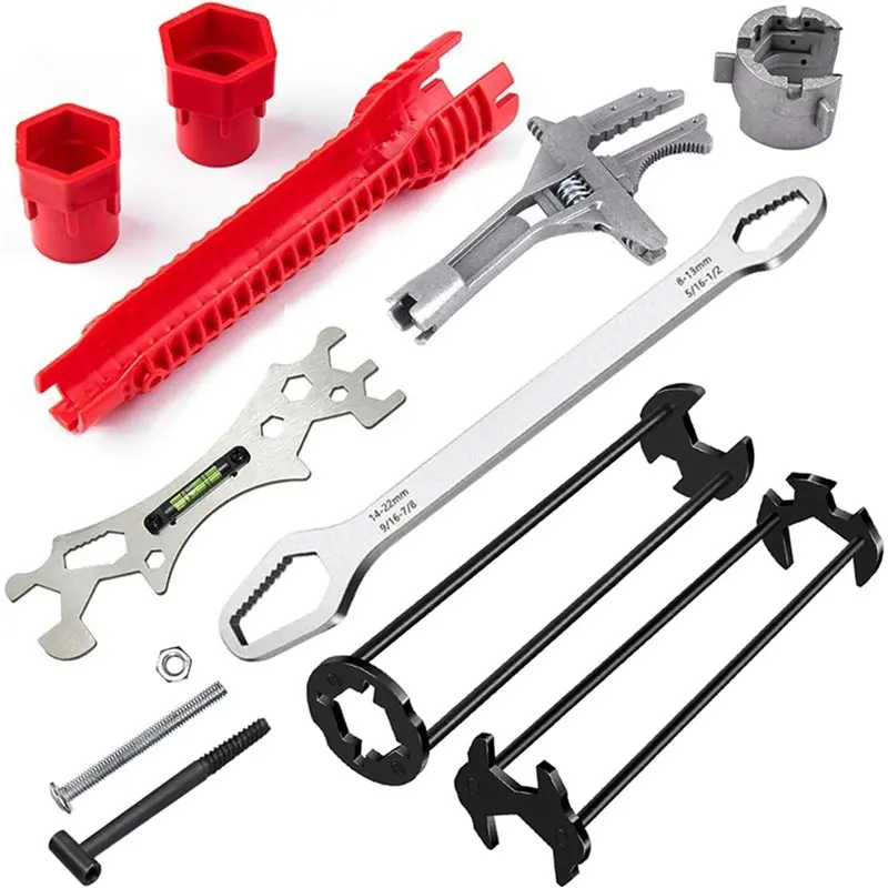【allowance】ユニバーサル8-in-1洗面器レンチセット、調整可能な蛇口＆シンクツール、ワイドジョーショートシャンク6-75mm、ユニバーサル配管工具
