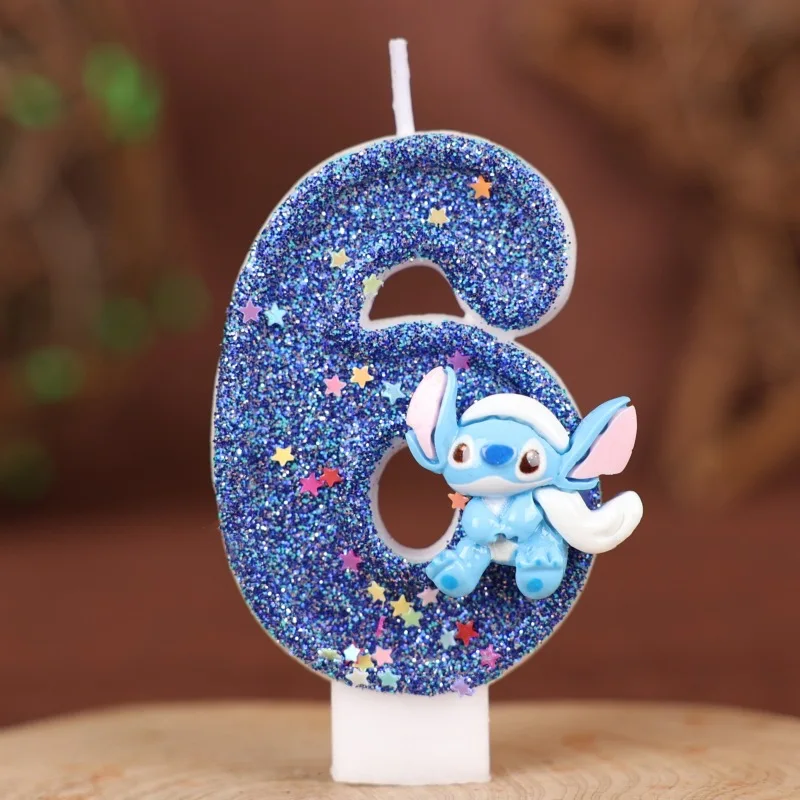 كارتون ستيتش 0-9 شمعة رقمية مصنوعة يدويًا لتزيين حفلات أعياد الميلاد