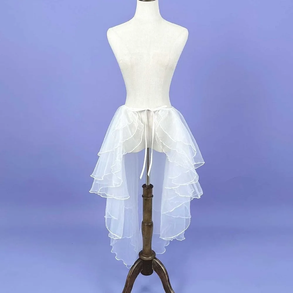 Irregular Hem Dance Execution Petticoat Front Short Back Long Layered Three-tiered Crinoline Ruffled Adjustable Waistband
