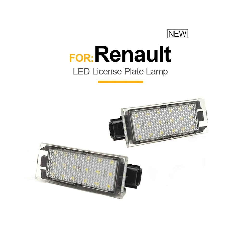 Éclairage de plaque d'immatriculation LED, 2 pièces, pour Renault Clio Laguna 2 Megane 3 Twingo Master Vel Satis Wind Trafic Twizy