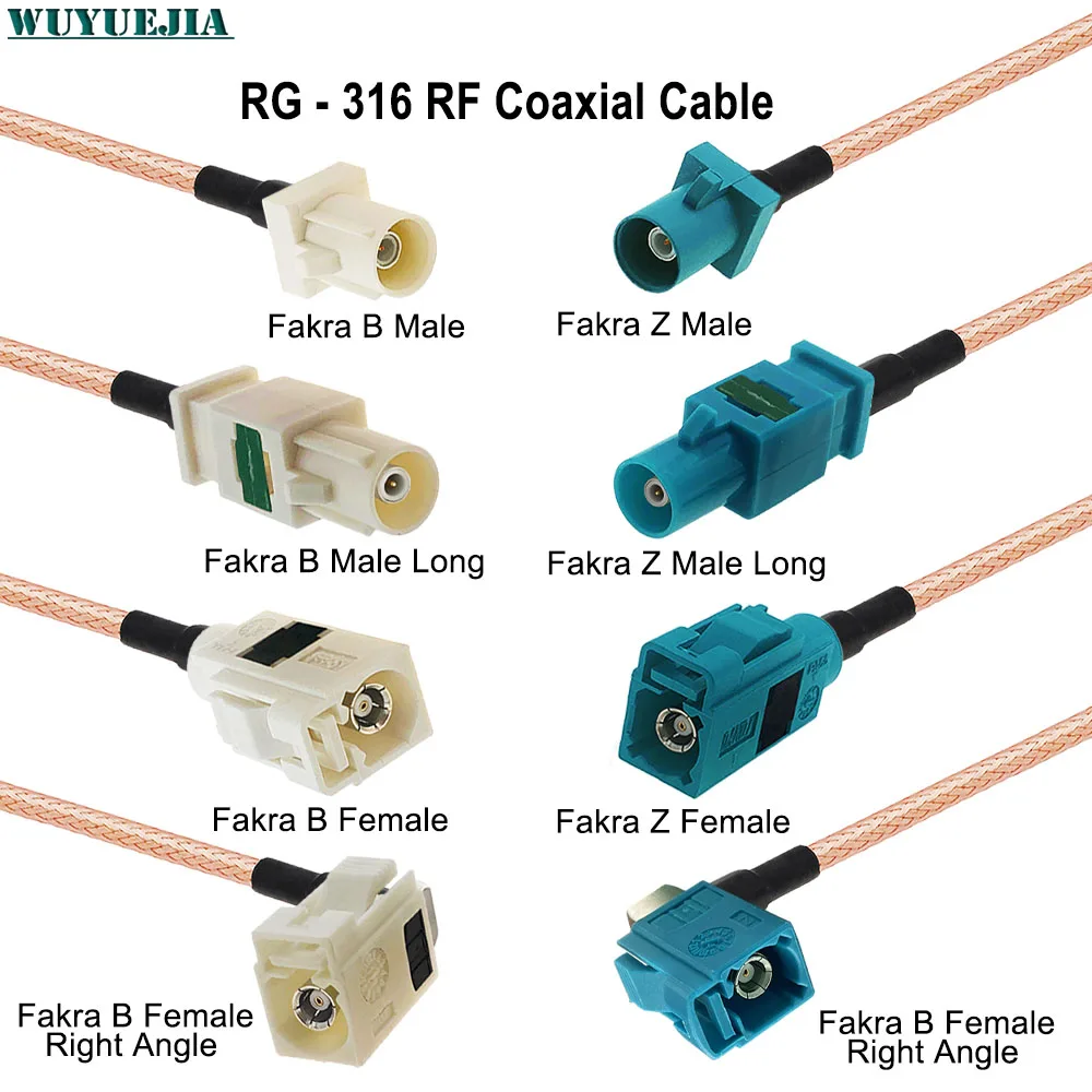 

White Fakra B Male to Fakra Z Female Jack Connector 50ohm RG-316 Coaxial Cable WIFI Router Antenna Extension Pigtail Cord Jumper