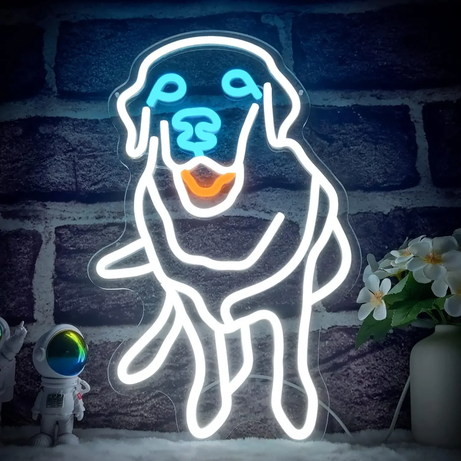 Dancing Dog Neon Sign LED Wall Art USB Powered Funny Animal Glow Lamp Cute Puppy Light Living Room Bedroom Party Decor Gift