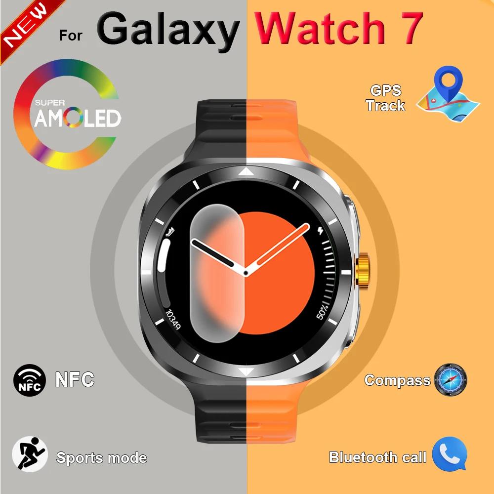 For Samsung Galaxy Watch 7 Ultra GPS Compass NFC Smart Watch Outdoor Sports Man AMOLED BT Call IP68 Galaxy 6 Upgraded Smartwatch