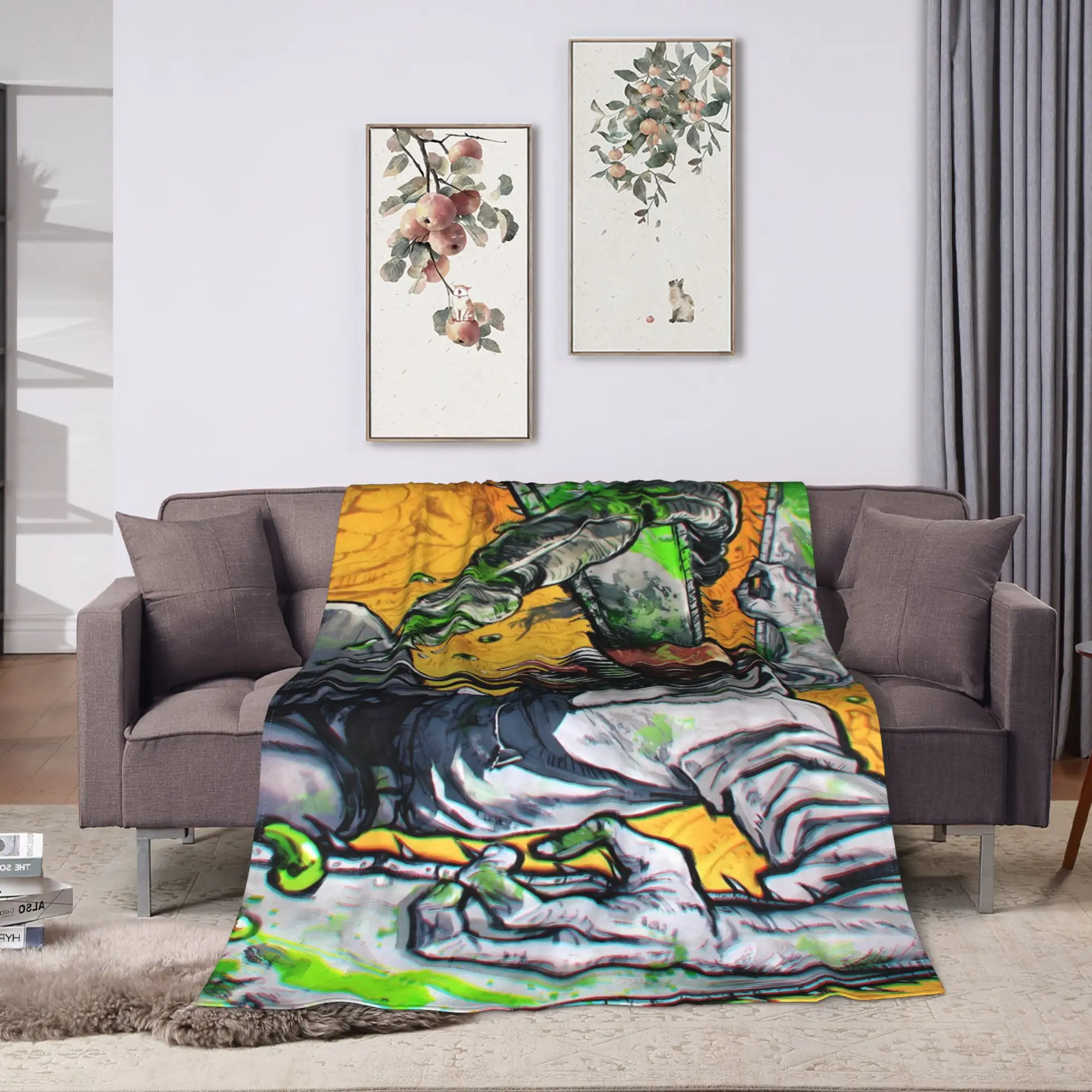 Denji fierce manga Super Soft Blanket Chainsaws Mans Airplane Travel Plush Throw Blanket Flannel Bedspread Sofa Bed Cover