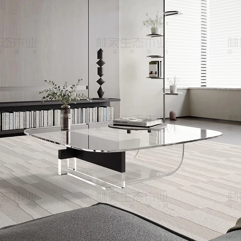 

Modern Glass Coffee Table Decoration Simple Designer Transparent Coffee Table Italian Aesthetic Mesas Bajas Salon Furniture
