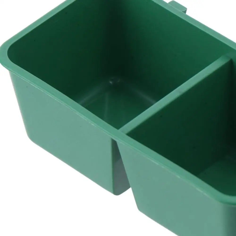 Durable Green Bird Food Box Easy To Fix Plastic Conjoined Food Box Multifunctional Applicable Iron Cage Bird Feeding Trough Home