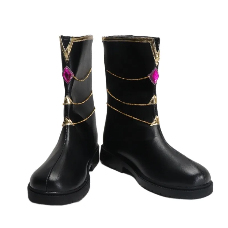 لعبة فرقة نجوم ساكوما ريتسو تأثيري أحذية بولي Leather جلد أحذية سوداء برقبة أحذية كرنفال الهالوين تأثيري الدعائم مخصص