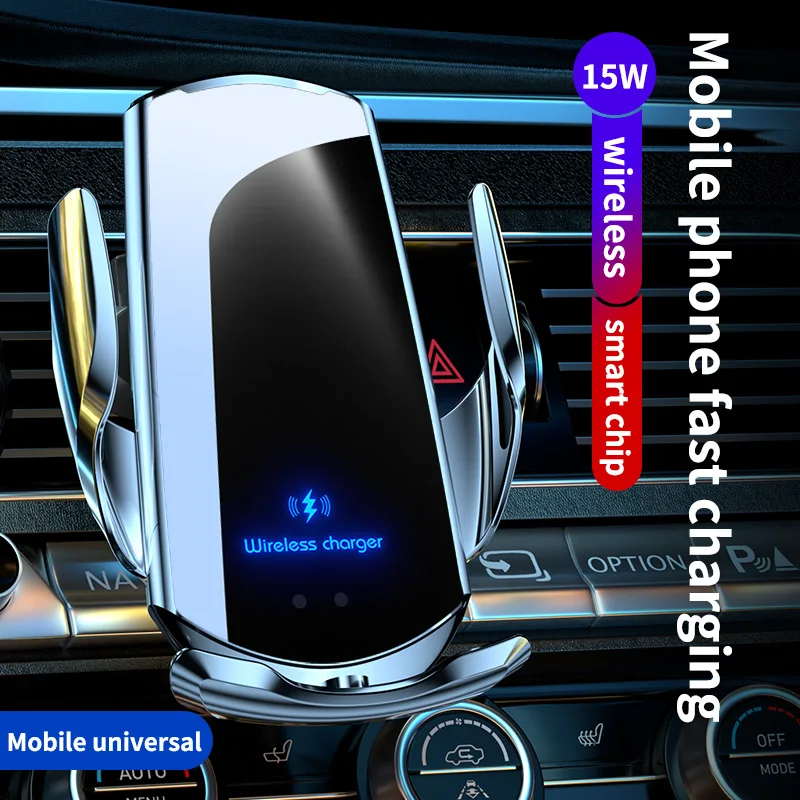 

15W Wireless + 3 Mag Tips Car Charger – IR Auto Clamp, Electric Open/Close, 360° Rot, Universal for iPhone & Android(Q3)