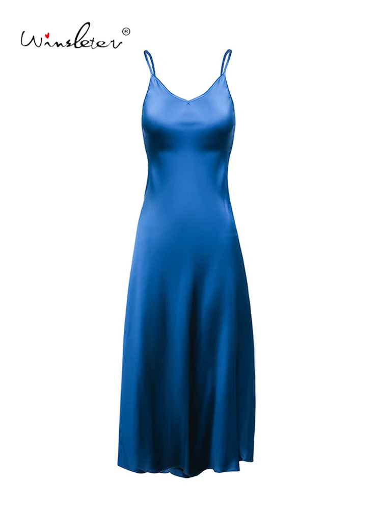 

Winsleter-90%Silk 10%Spandex Elegant Nightgown, Suspender Strap Solid, Women Simplicity Pajamas Dress, 2026 Summer New P63948CC