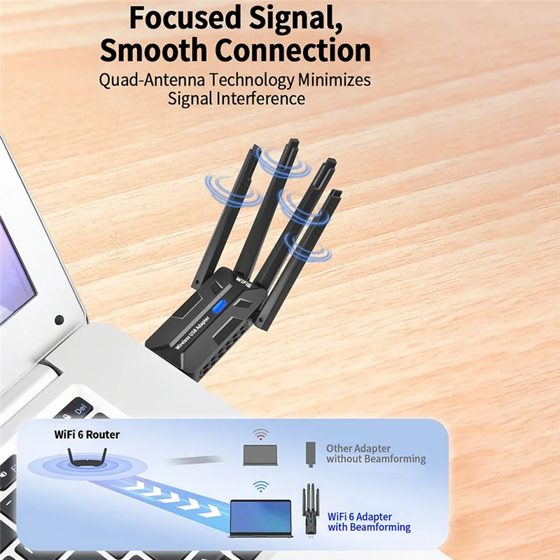 Ingenious-AX1800 Wifi6 1800Mbps محول بطاقة استقبال LAN اللاسلكية USB3.0 2.4Ghz 5Ghz ثنائي النطاق يدعم 4 X هوائيات