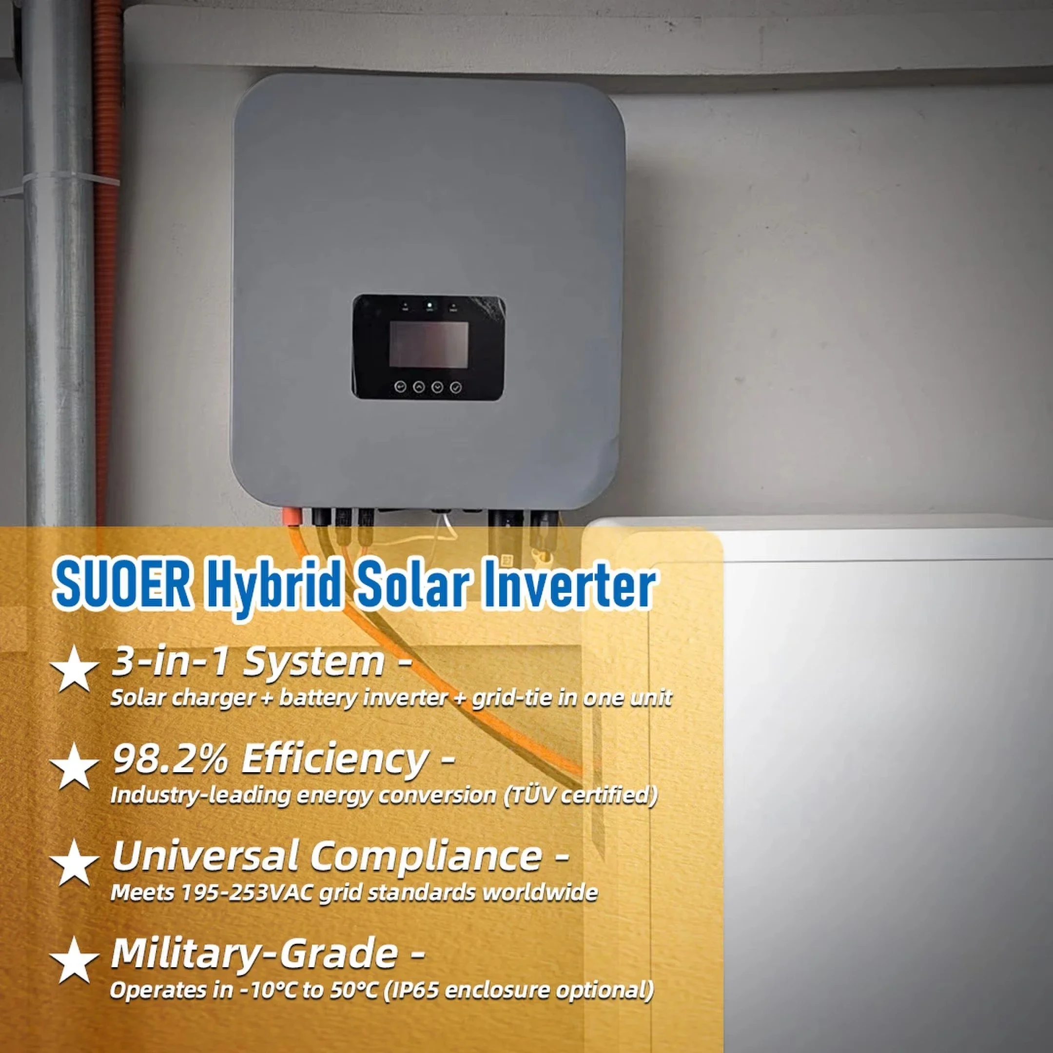 SUN-6KW IP66 Hybrid Inverter 48V 120V/220V Switched Grid 6KW Solar Inverter for Grid Integration and Decentralization Systel