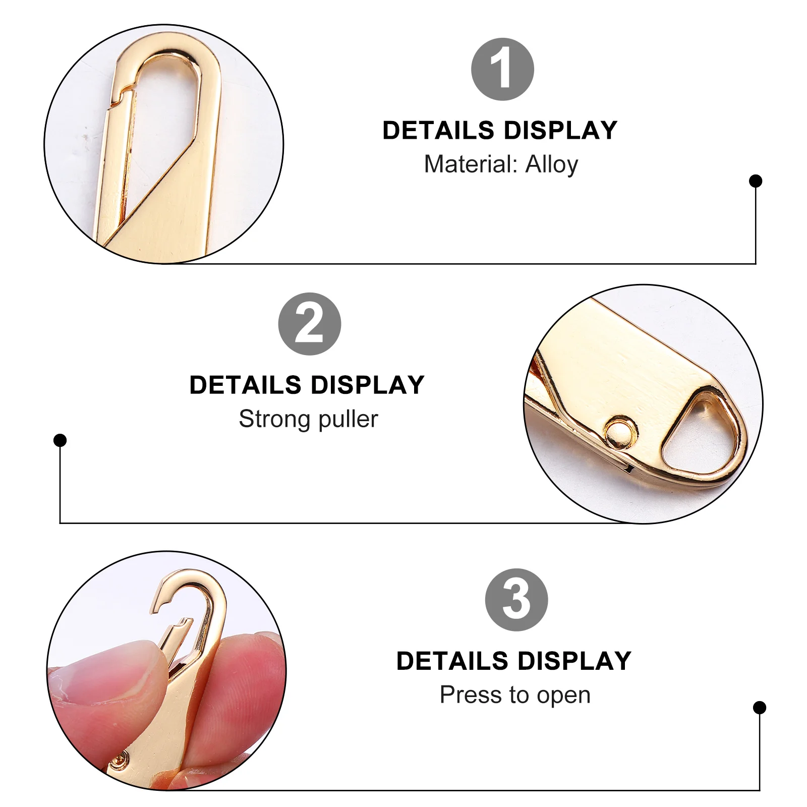 

6Pcs Zipper Pullers Detachable Replacement Premium Alloy Repair Pull Tabs for Backpack Travel Suitcases Gym Bags Coat Sportswear