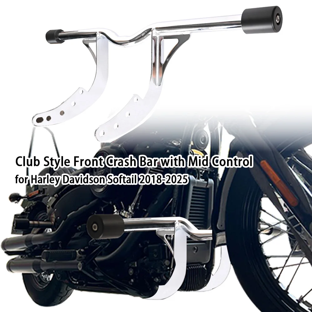 Motorcycle Parts Club Style Front Crash Bar with Mid Control&Rear Guard Protector Pumper for Harley Davidson Softail 2018-2025