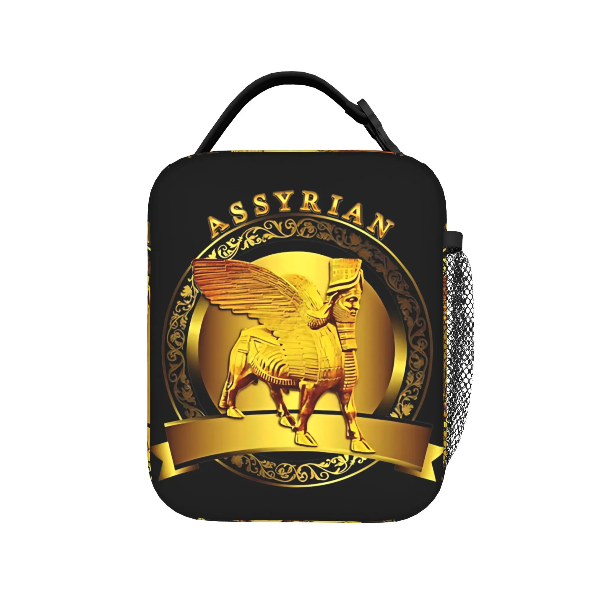 Lunch Bag Assyrian Lamassu Gold Logo Travel Lunch Box For Child  Fun Portable Print Thermal Tote Handbags