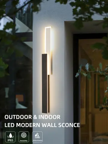IP65 방수 야외 벽등 블랙 모던 디밍 가능 외부 벽부등 LED 램프 정원 외관용