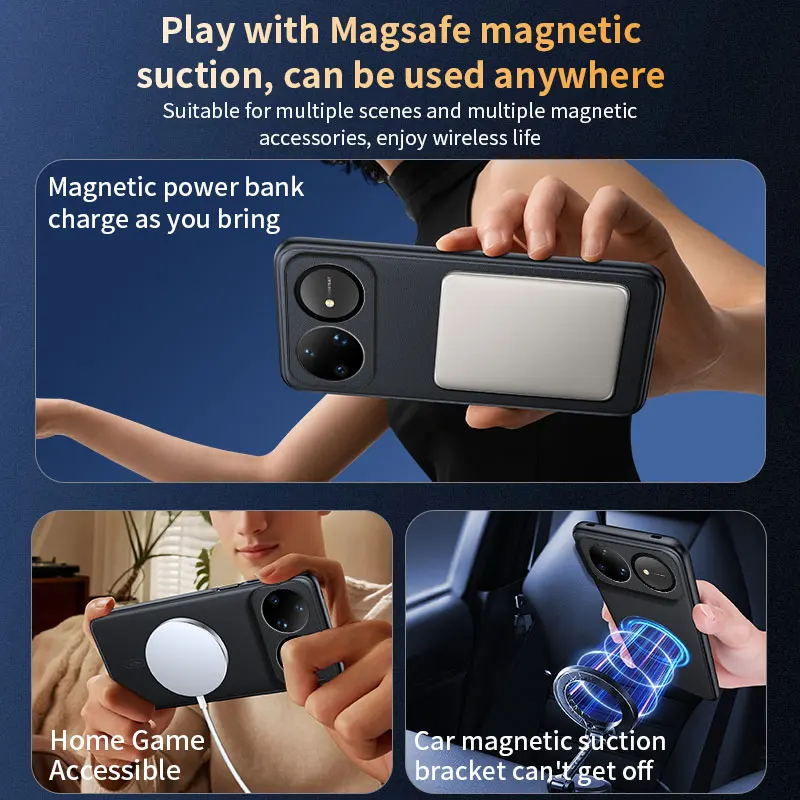Für Huawei Nova 16 Ultra: Magnetische Lederhülle mit Schutzfunktion, Anti-Fingerabdruck, rutschfest, aus PC+TPU. – Detail 25