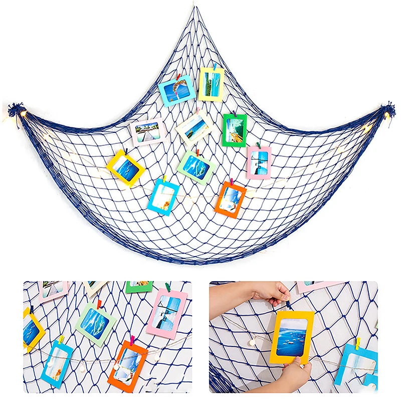 Fishing Net Wall Hangings Studio Prop Room Home Decor Sea Stickers Marine Over The Garden Life Buoy Craft Nautical Crafts