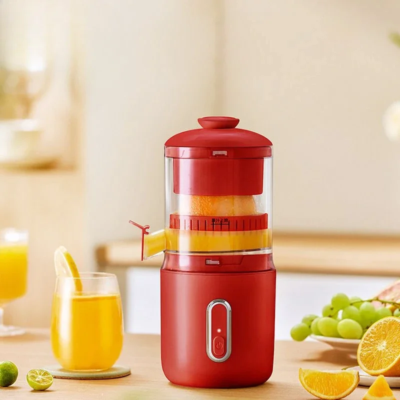 Exprimidor portátil de gran calibre, Extractor de limón y naranja, separación de jugo de escoria, amasado en espiral automático, expulsor lento recargable