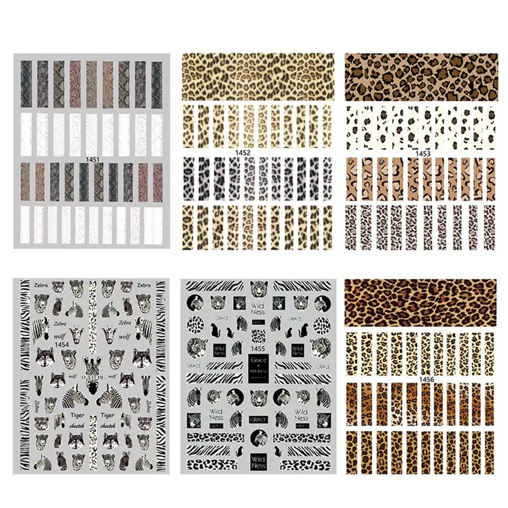 Tiger Print Self Adhesive Manicure Tools Animal Tiger Nail Sticker Nail Art Decorations Leopard Nail Art Sticker 3D Nail Decals