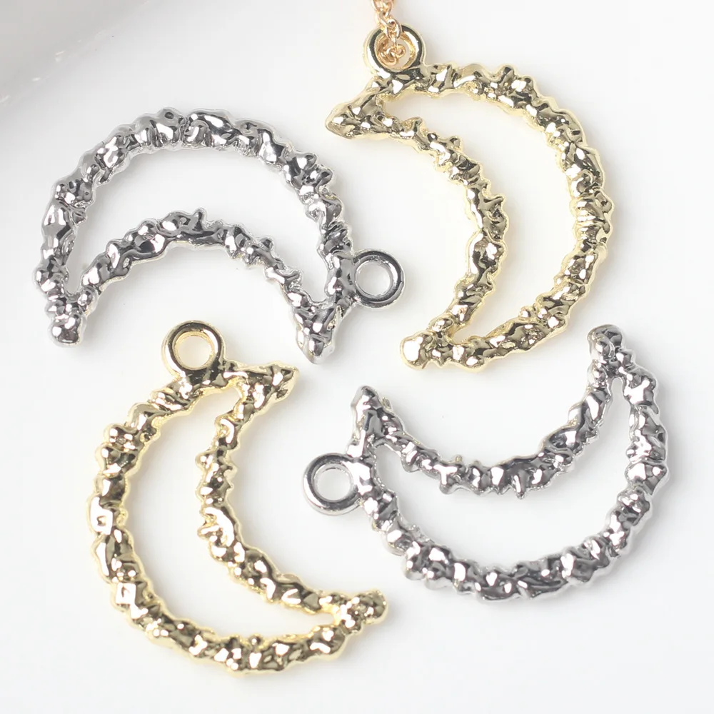 10pcs/lot 23*16MM Zinc Alloy Hollow Moon Pendant Charms for Necklace Bracelet Jewelry Marking Diy Accessories
