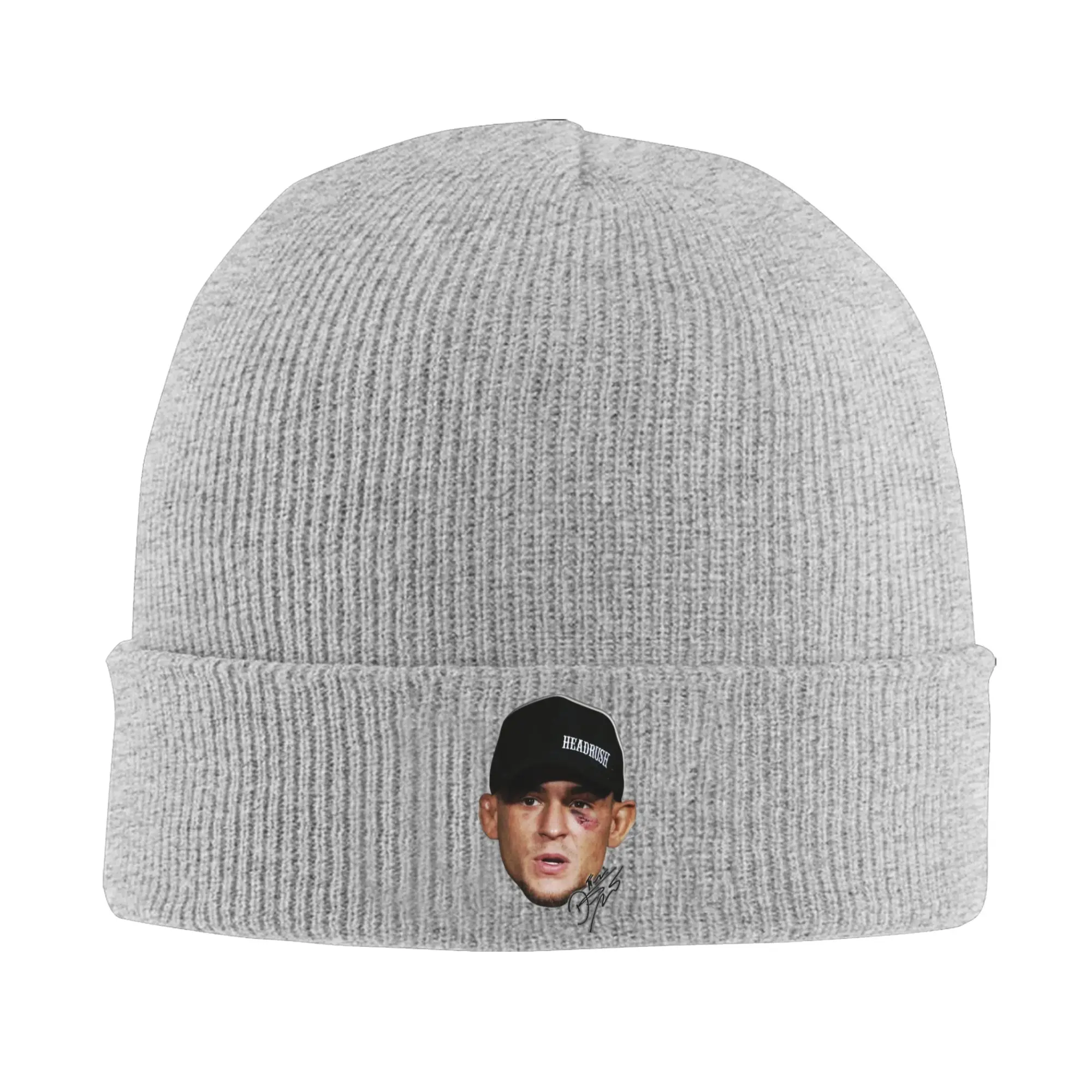 Dustin Poirier  HeadRush  Signature Knitted Hat for Women Men Beanie Autumn Winter Hat Acrylic  Hip Hop Melon Cap