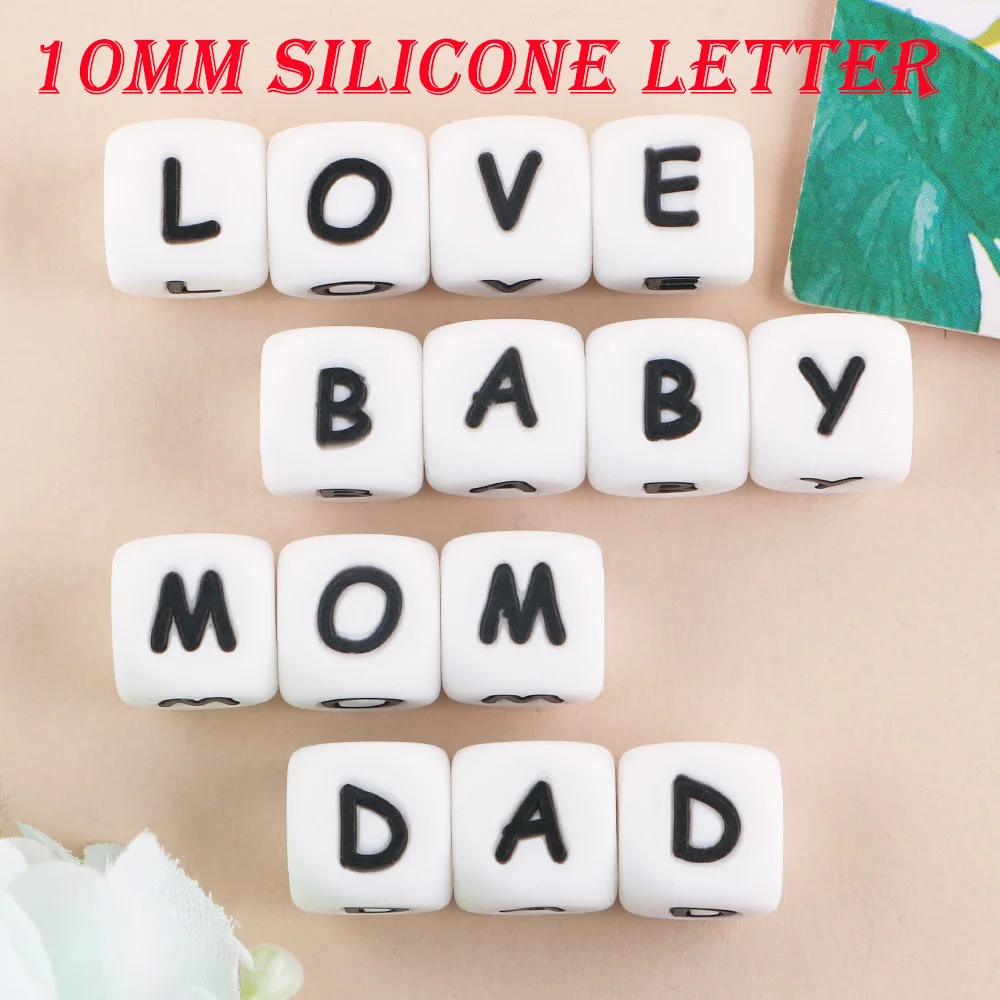 Wholesale 10MM 50/100/200/500/1000Pcs Alphabet Silicone Letter Beads For Making Personalized Pacifier Chain Accessories Baby Toy