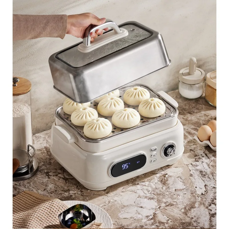 All stainless steel retro electric steamer, household multi-functional cooking pot, multi-layer electric cooking pot