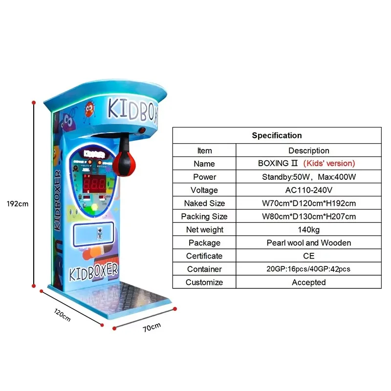 Street Sport Training Arcade Coin Operated Kid Boxer Strength Tester Safe Soft Punching Machine Factory Price Custom