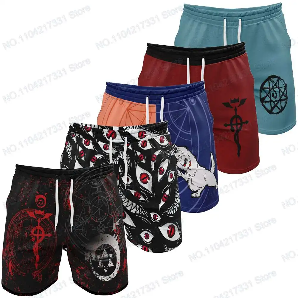 Fullmetal Alchemists Anime Rash Guards Surfing Jersey Beach Shirts Swimwear Diving Gym Shorts MMA BJJ Men Jiu Jitsu Fitness Sets