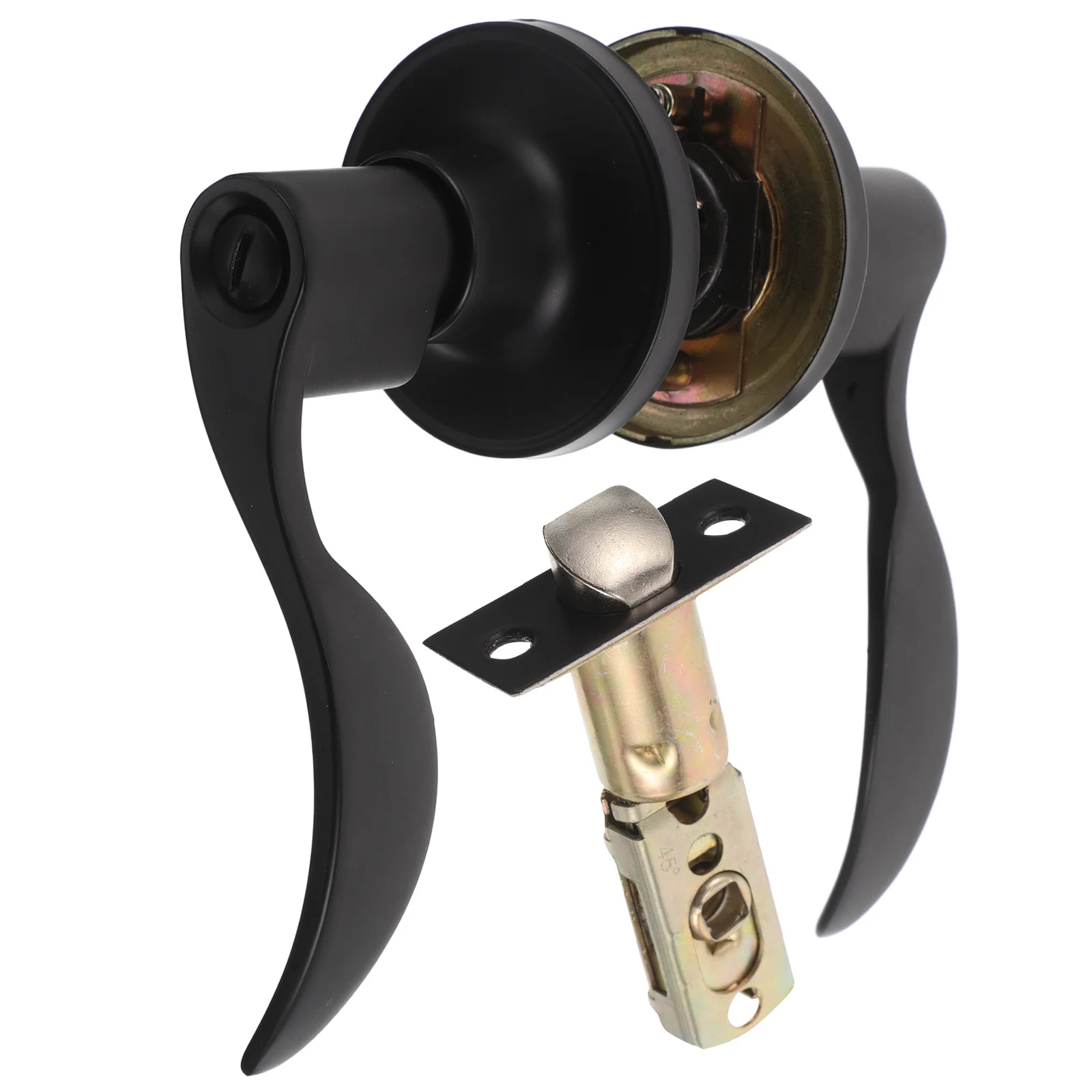 

Matte Black Door Handle Lock with Key for Bedroom Bathroom Living Room Quiet Operation Three Rod Privacy Entry Lever Reversible