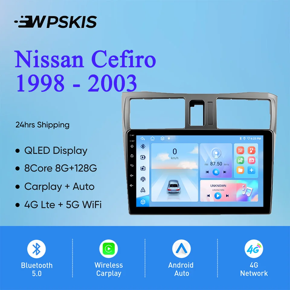 For Nissan Cefiro 1998 - 2003 Auto Radio Stereo Multimedia Video Player Navigation GPS Monitor Android 14 4G Lte WiFi Carplay