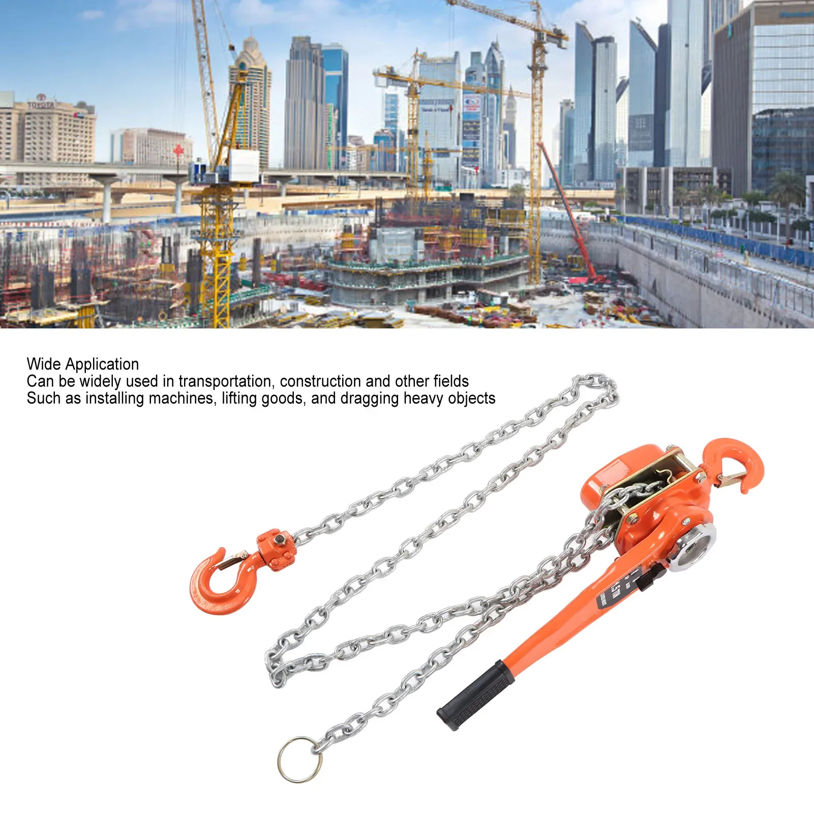 Lever Chain Hoist 1.5T 3300LBS Load Capacity 2.5M Manual Ratchet Chain Puller Hoist for Transportation Construction