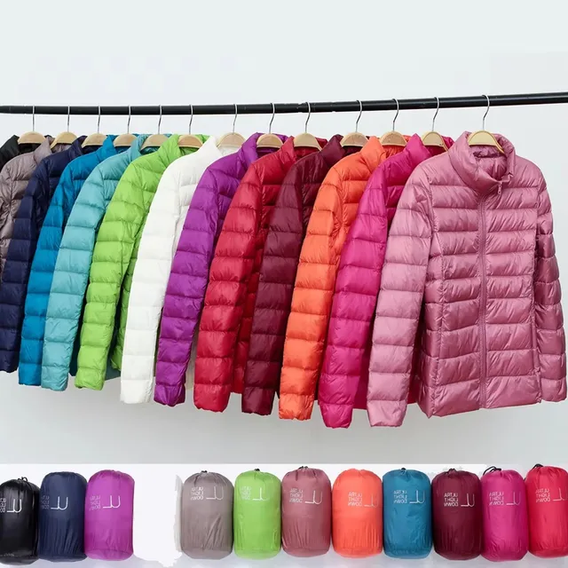 Nowe damskie ultralekkie cienkie, krótkie pikowane kurtki z kaczego puchu Lady Puffer Parkas Płaszcz jesienno-zimowy Przenośna odzież wierzchnia dla kobiet