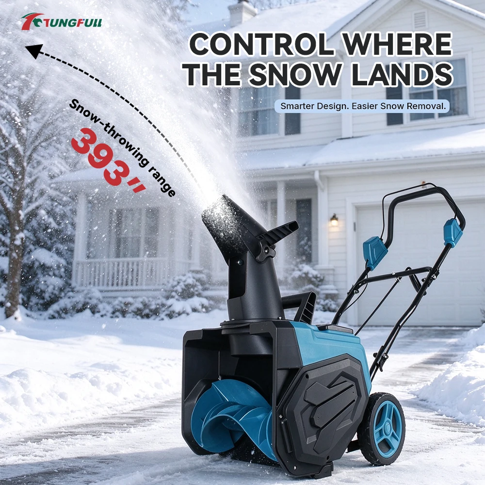 Wheel Hand Push Electric Snow Blower Snow Thrower, Portable Snow Sweeper Snowplow for Yard Driveway Street