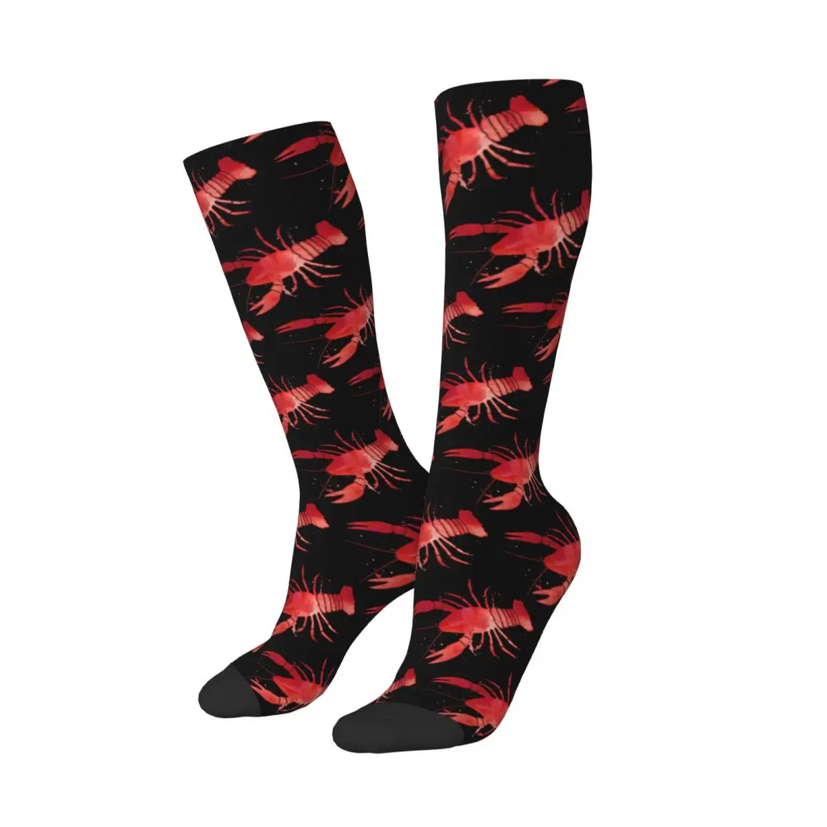 Calcetines de langosta rojos de acuarela Harajuku, medias absorbentes de sudor, calcetines largos para todas las estaciones, accesorios para regalos de navidad Unisex