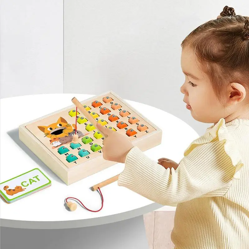 

Wooden Magnetic Fishing Game Number Fish Catching Counting Games Puzzle Educational Color & Shape Sorter Number Color Sorting Pu