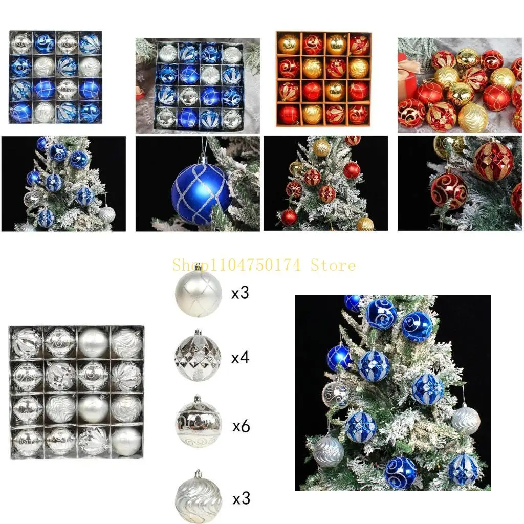 

16 шт., украшения из рождественских шаров, окрашенные небьющиеся праздничные подвесные украшения, лидер продаж