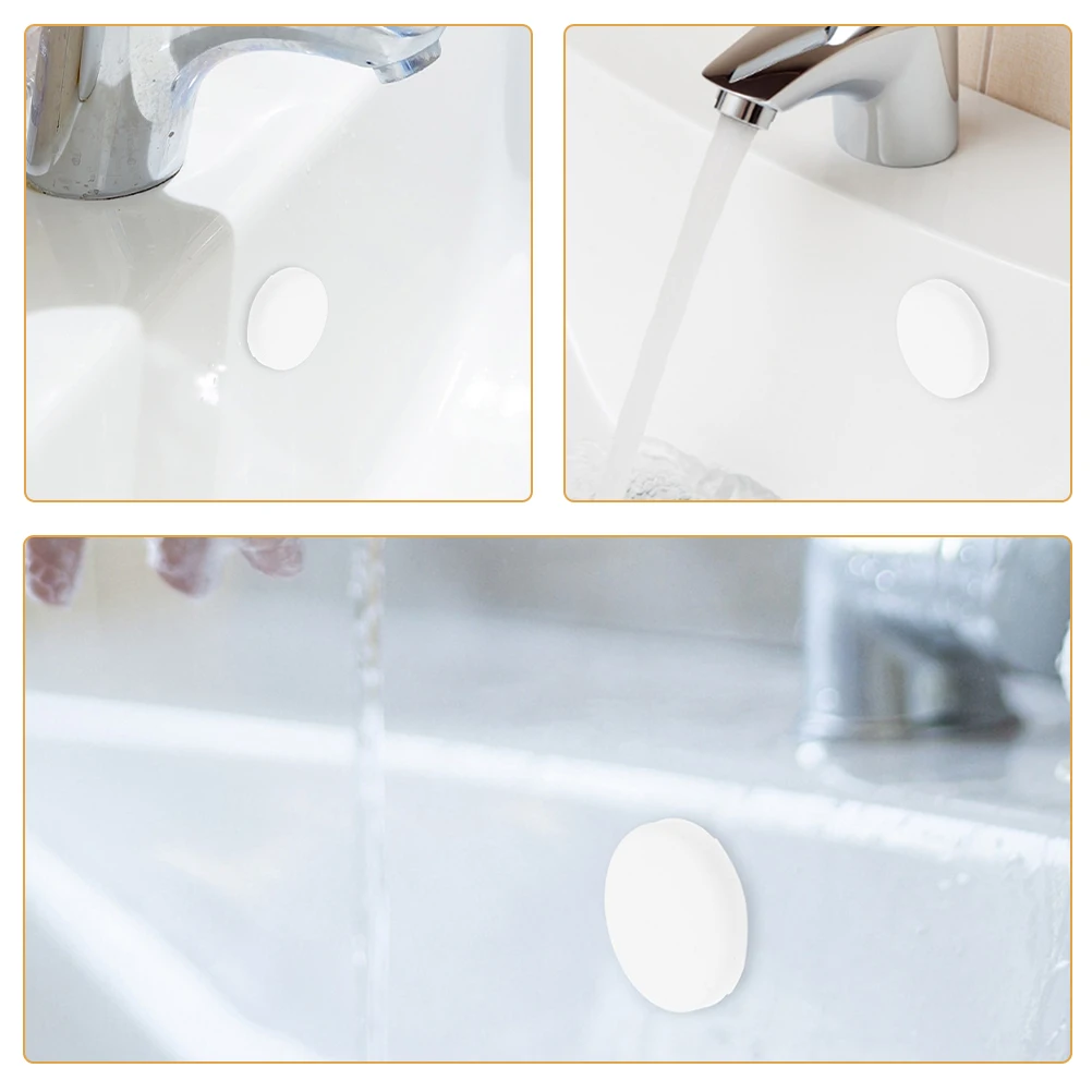 

10 pcs Basin Plug Sink Overflow Rings Drain Bathroom White Side Stopper Sealed Cover 16mm Tub Overflow Caps Round Shape Kitchen