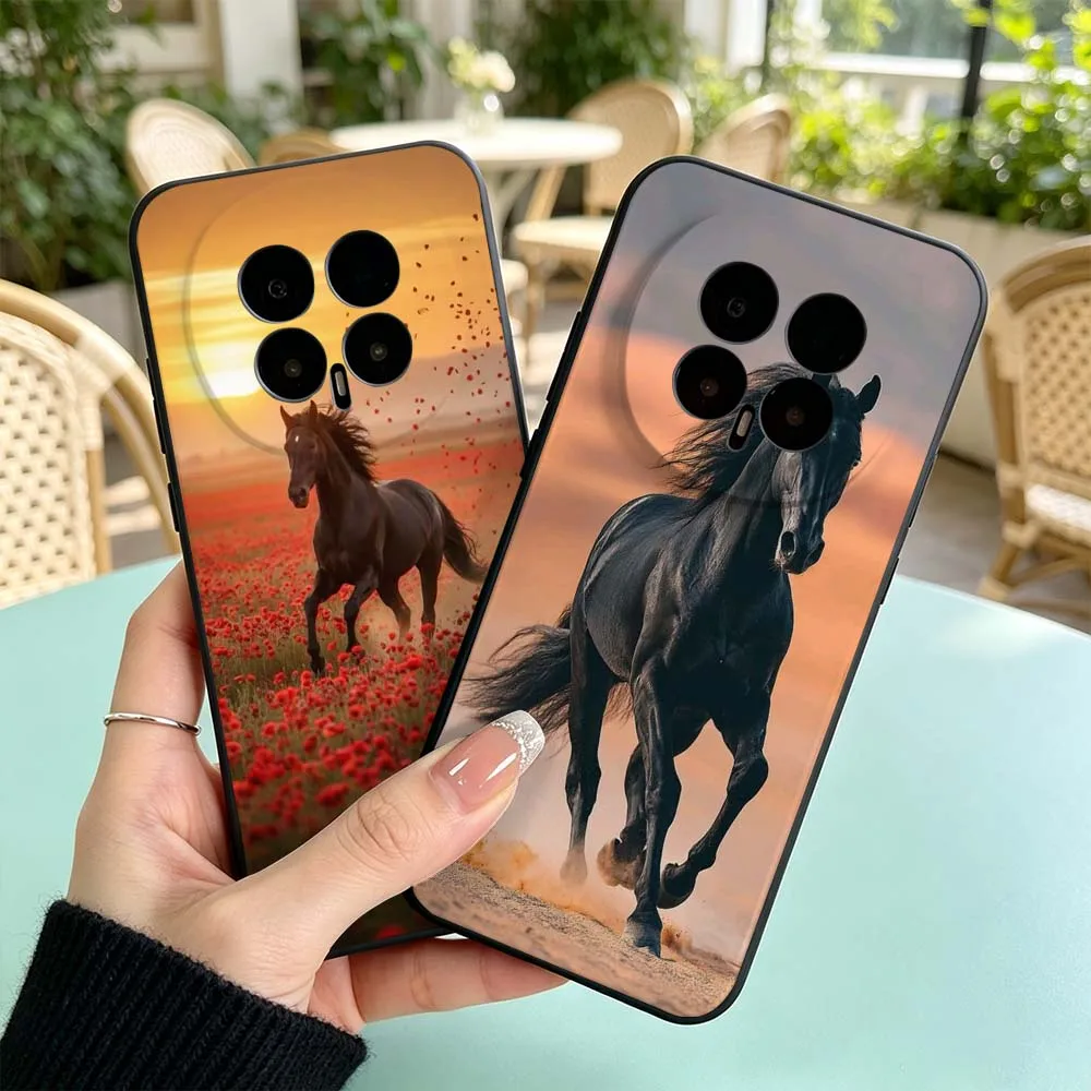 Black Horse Pattern For Huawei Honor Magic 8 7 6 5 4 3 9X Pro Air Plus Lite Ultimate 5G Black Phone Case Cover