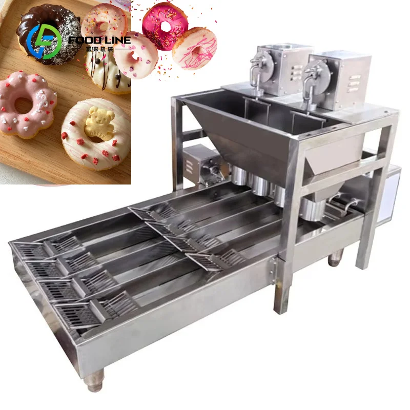 Customized 4-Row Dual-Head Automatic Donut Production Line for Large Bakery Central Kitchen Donut Mass Production Retail