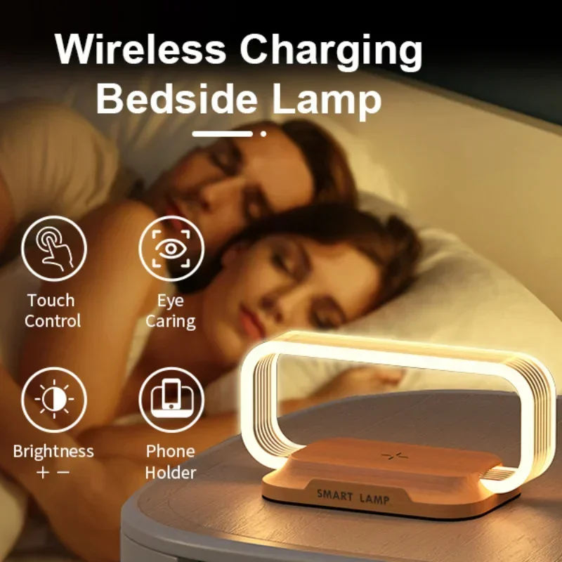 Quick Charge Wireless Charger with LED Night Lamp & Short-Circuit Protection for iPhone/Smartphone Fast Charging Station