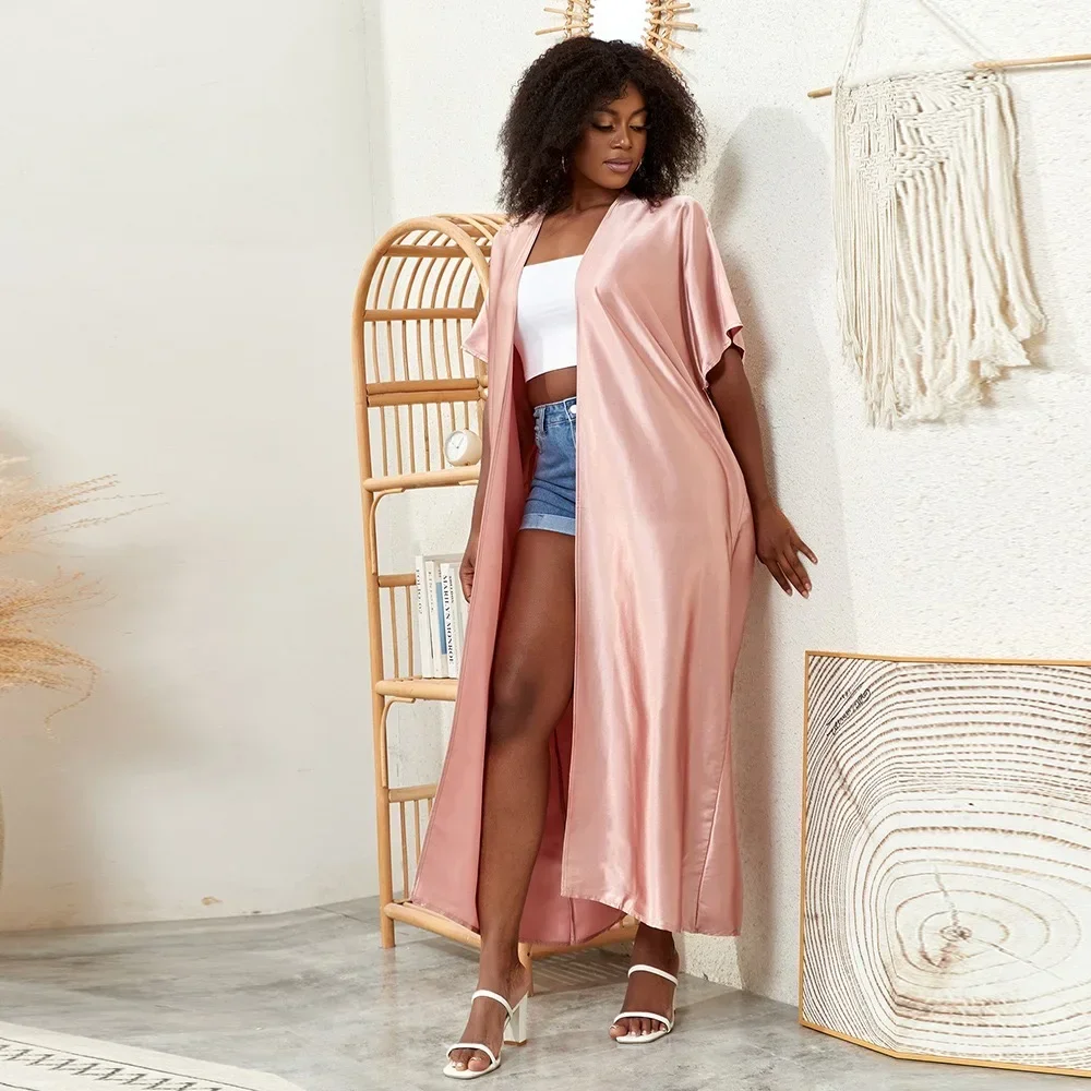 Традиционные элегантные мусульманские женские свободные открытые передние молитвенные кардиганы в Дубае, африканские женские однотонные длинные кимоно и ночная рубашка