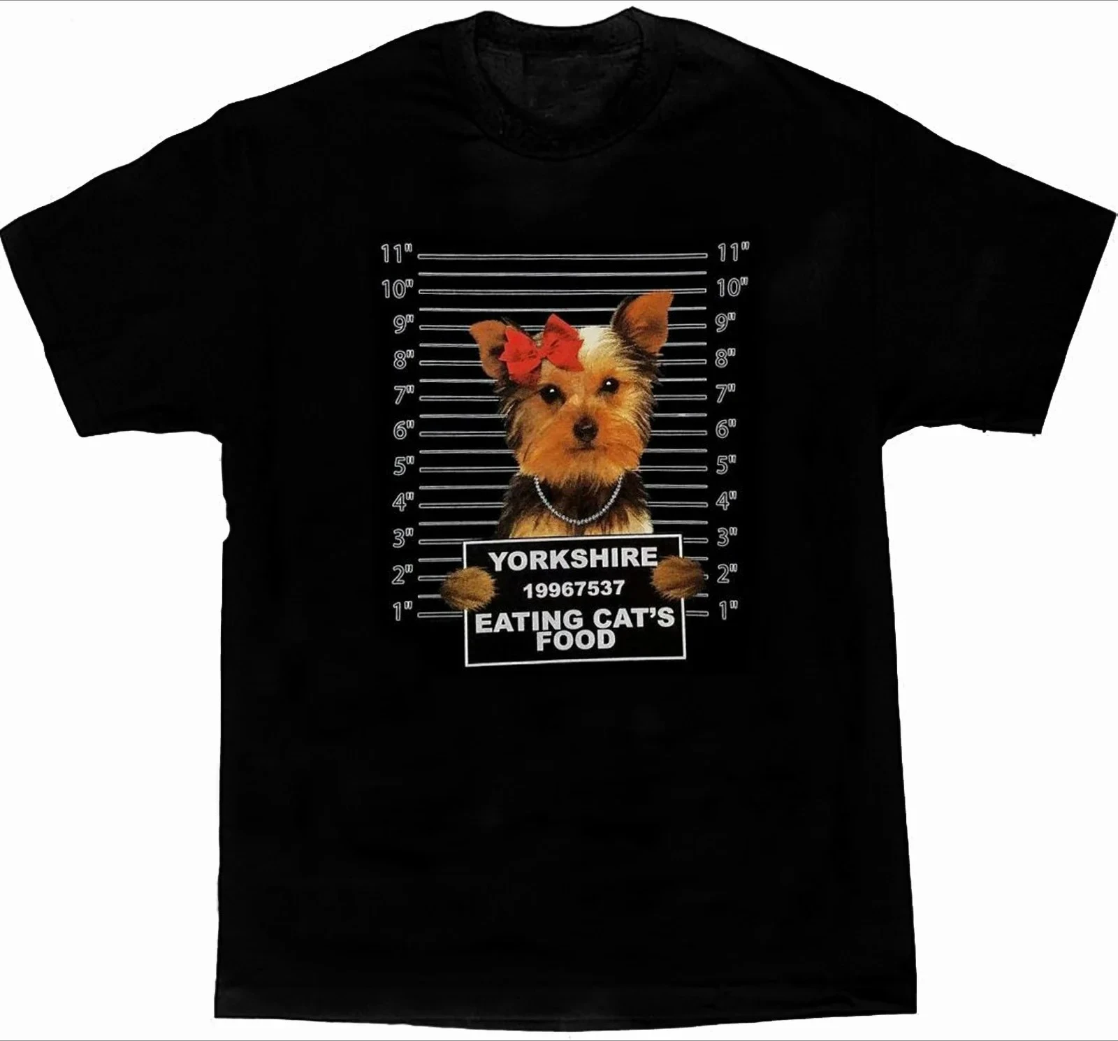 Funny Dog Art Yorkshire Terrier Mug Shot Printed Mens T Shirt. Short Sleeve 100% Cotton Casual T-shirts Loose Top Size S-3XL