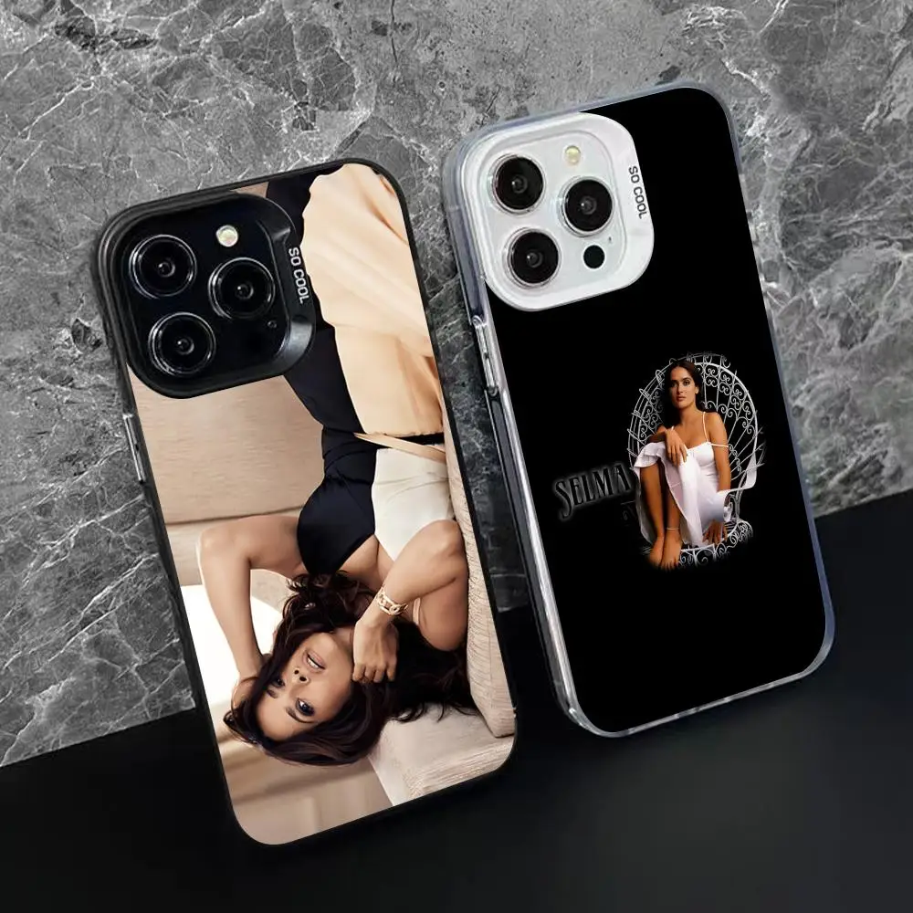 

Salma Hayek Mobile Phone Case for iPhone 16 15 14 13 12 11 X XR XS 8 7 Pro Max Plus Translucent Colour Printing Cover Smartphone