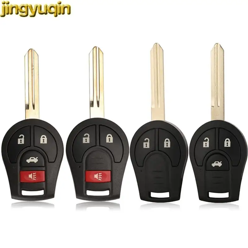 Jingyuqin 2/3/4 Buttons Remote Car Key Fob Shell For Nissan Qashqai Sunny Sylphy Tiida March Cube S SL Rogue Transmitter Case