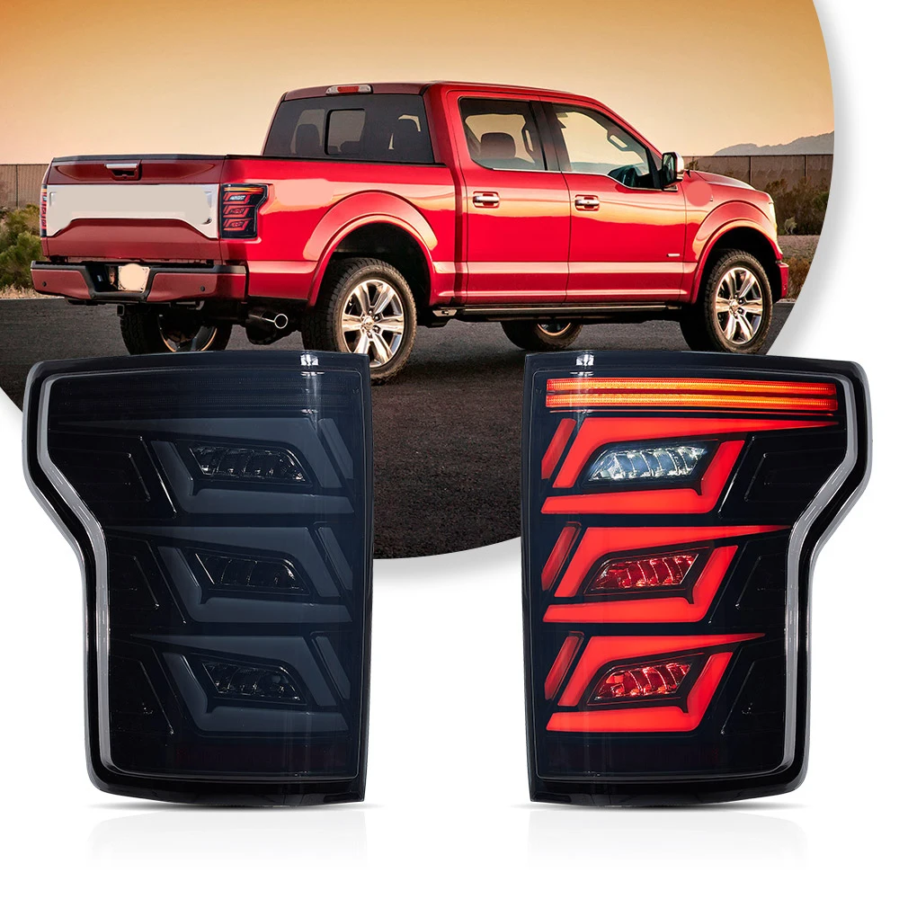 Vland 15-19 F150 13th Gen (P552) LED Tail Lights With Sequential Red Turn Signal Smoked Lens