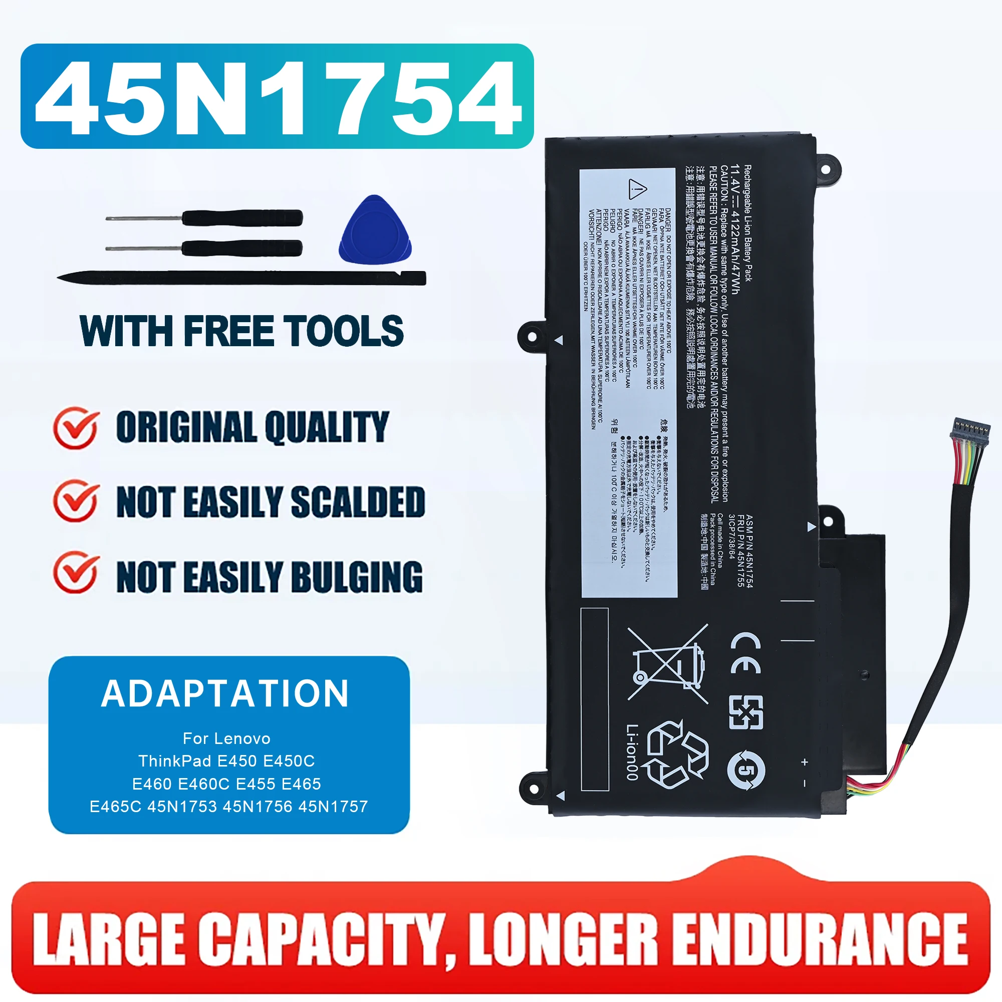 45N1754 Laptop battery For ThinkPad E460C E450 E460 E450C 45N1755 11.4V 47Wh